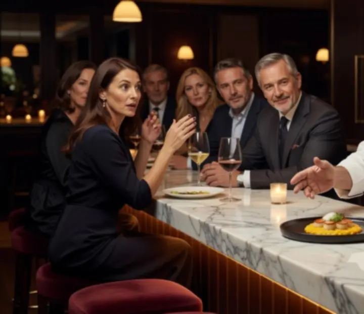 Chef's Table esemény, ahol a séf közvetlenül a vendégek előtt tálal.