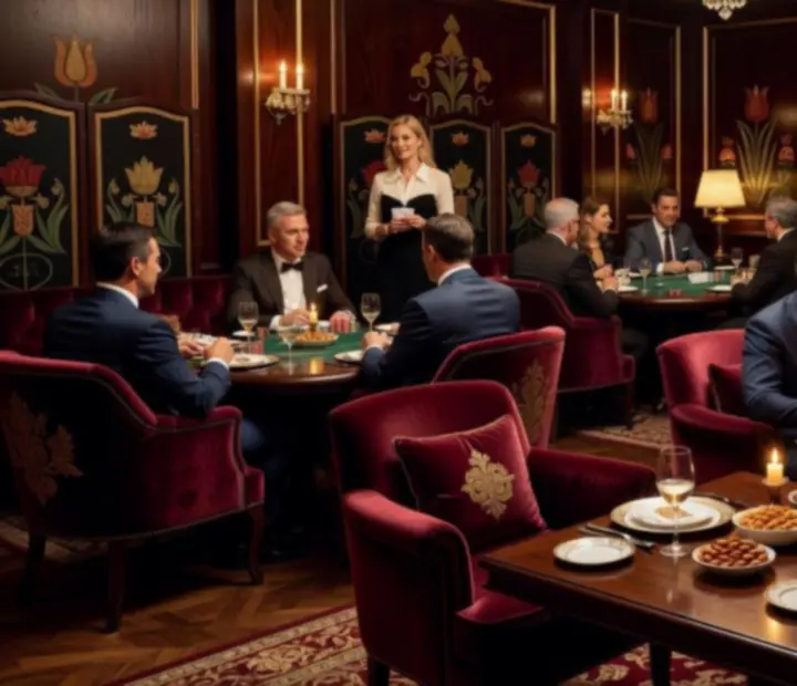 Hangulatos magyar étterem poker lounge, kényelmes fotelekkel és meleg fényekkel